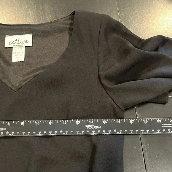 Vintage NWT Southern Gothic Beaded Black Short Sleeve Womens Asymmetrical Dress - Picture 8 of 11